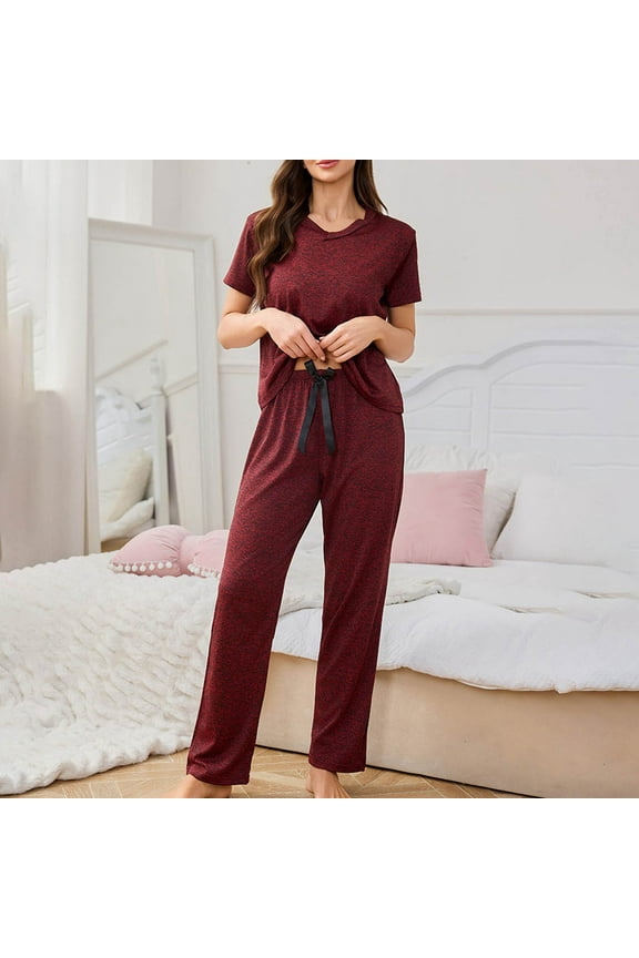 Lounge Sets for Women Short Sleeve Tops and Long Pants Soft Comfy Pajamas Set 2 Piece Outfits