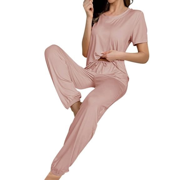 Censtreet Lounge Sets for Women Short Sleeve Tops and Long Pants Soft Comfy Pajamas Set 2 Piece Outfits