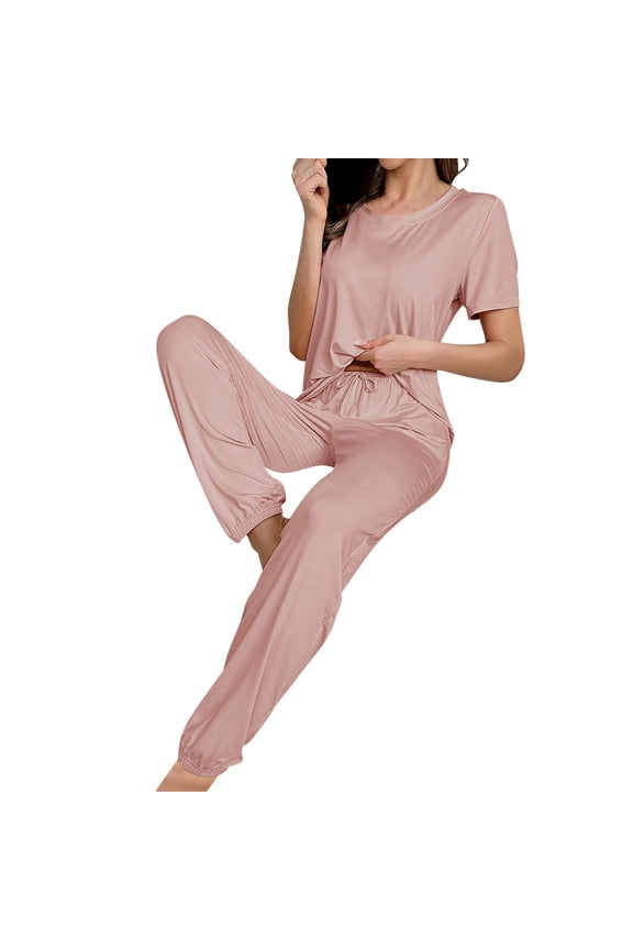 Lounge Sets for Women Short Sleeve Tops and Long Pants Soft Comfy Pajamas Set 2 Piece Outfits