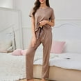 thumbnail image 1 of Censtreet Lounge Sets for Women Short Sleeve Tops and Long Pants Soft Comfy Pajamas Set 2 Piece Outfits, 1 of 5