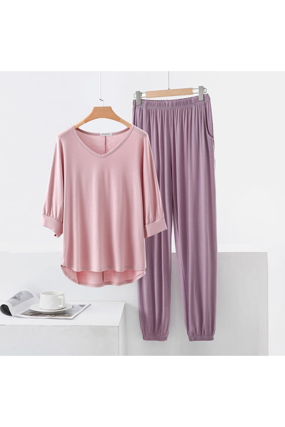 Lounge Sets for Women Short Sleeve Tops and Long Pants Soft Comfy Pajamas Set 2 Piece Outfits