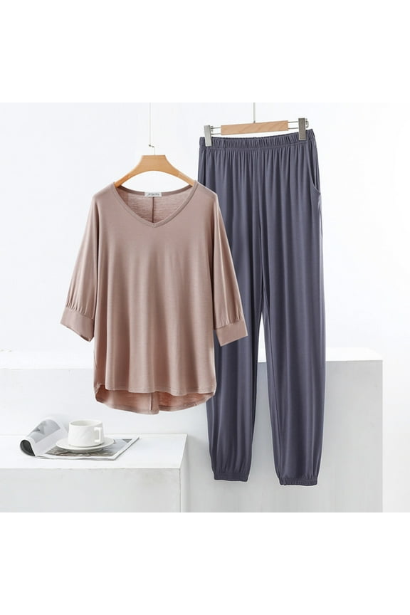Lounge Sets for Women Short Sleeve Tops and Long Pants Soft Comfy Pajamas Set 2 Piece Outfits