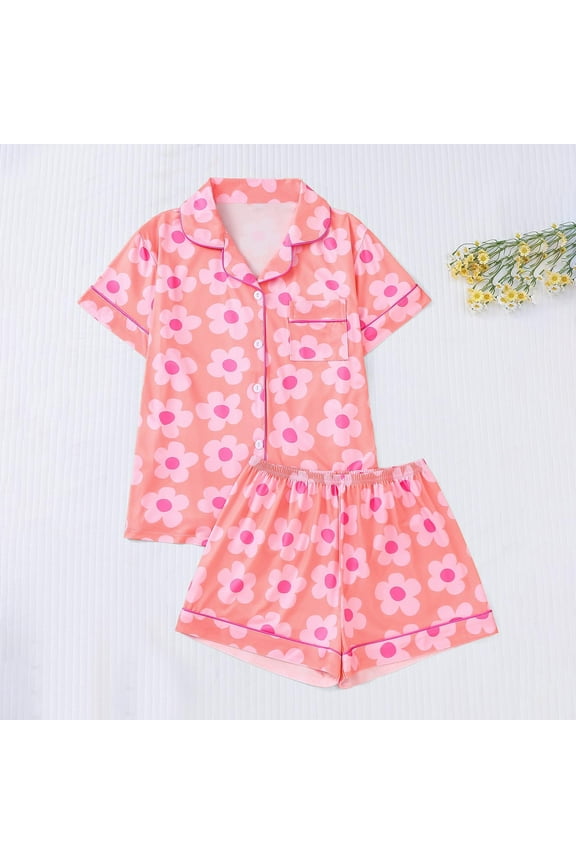 Men's 2 Piece Pajama Set Bow Graphic Button Down Short Sleeve Lapel Shirt Pj Short Set