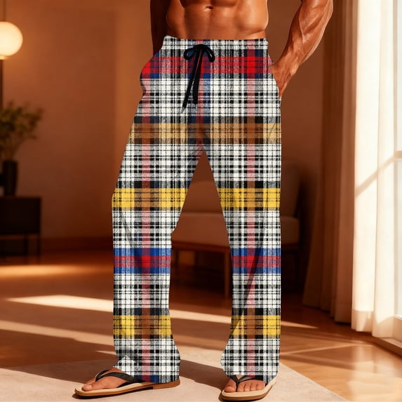 Censtreet Men's Pajama Bottoms Plaid Pajamas Pants for Men Soft Long Lounge Pj Sleep Pant with Pockets