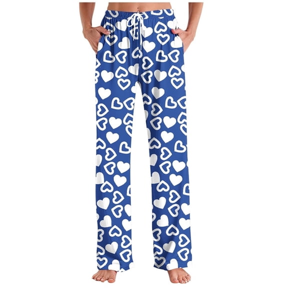Censtreet Mens Women's Comfy Pajamas Summer Spring Stretch Floral Print Long Wide Leg Unisex Lounge Pants with Pocket