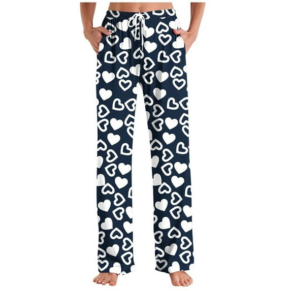 Censtreet Mens Women's Comfy Pajamas Summer Spring Stretch Floral Print Long Wide Leg Unisex Lounge Pants with Pocket
