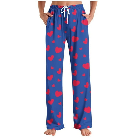 Censtreet Mens Women's Comfy Pajamas Summer Spring Stretch Floral Print Long Wide Leg Unisex Lounge Pants with Pocket