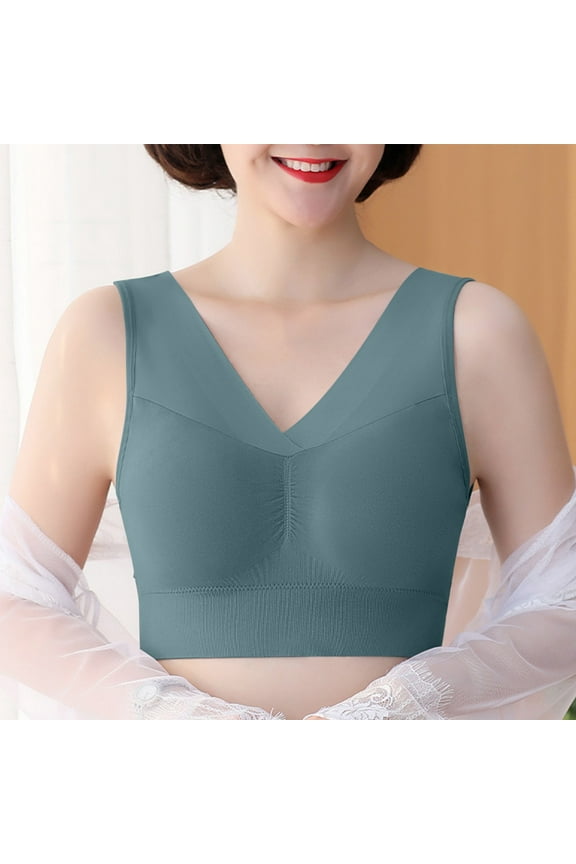 Middle Aged Elderly Sports Bras,No Steel Rings Breathable Underwear,Gathered Breasts Sagging Upper Support Bras