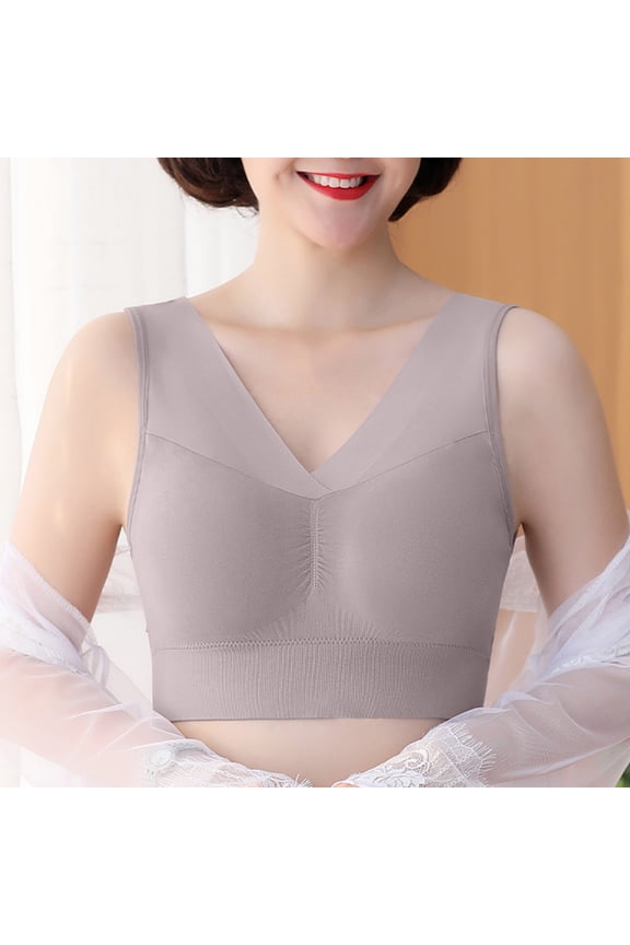 Middle Aged Elderly Sports Bras,No Steel Rings Breathable Underwear,Gathered Breasts Sagging Upper Support Bras