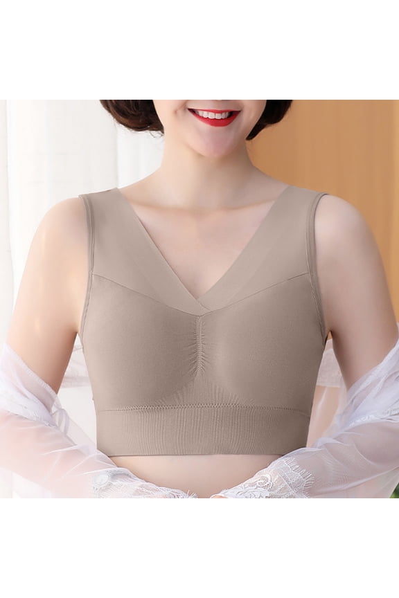 Middle Aged Elderly Sports Bras,No Steel Rings Breathable Underwear,Gathered Breasts Sagging Upper Support Bras