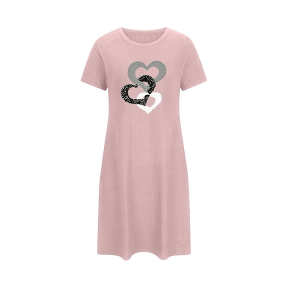 Censtreet Nightgowns for Women Short Sleeve Night Gown Soft Sleep Shirts Women's Sleepwear Heart Print Sleep Dress