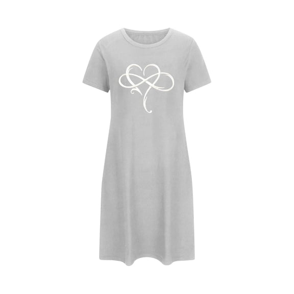 Censtreet Nightgowns for Women Short Sleeve Night Gown Soft Sleep Shirts Women's Sleepwear Heart Print Sleep Dress