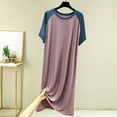 thumbnail image 1 of Censtreet Nightgowns for Women Sleapwear Short Sleeve Night Shirts Soft Sleep Dress Color Block NightDress, 1 of 5