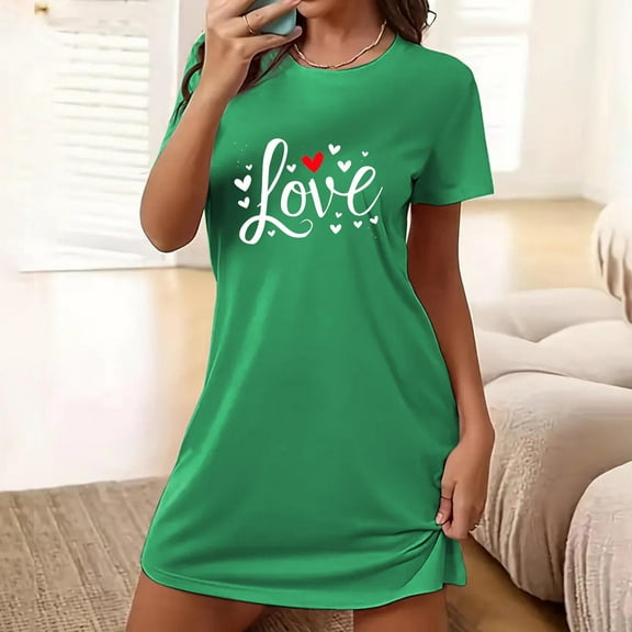 Censtreet Nightgowns for Women Soft Sleep Shirt Short Sleeve Night Shirt Oversized Sleepwear Comfy Sleep Dress