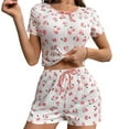 thumbnail image 1 of Censtreet Pajama Set for Women 2 Piece Loungewear Short Sleeve Tops and Shorts Printed Set Soft Sleepwear, 1 of 2