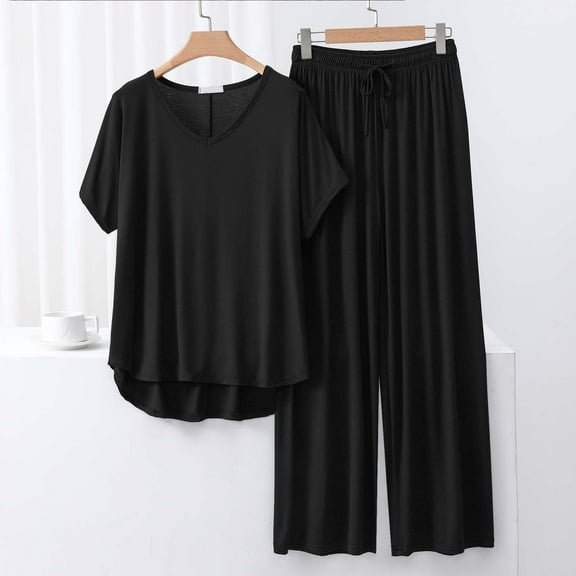 Censtreet Pajama Set for Women 2 Piece Pants Short Sleeve Top Sleepwear Soft Pjs Loungewear