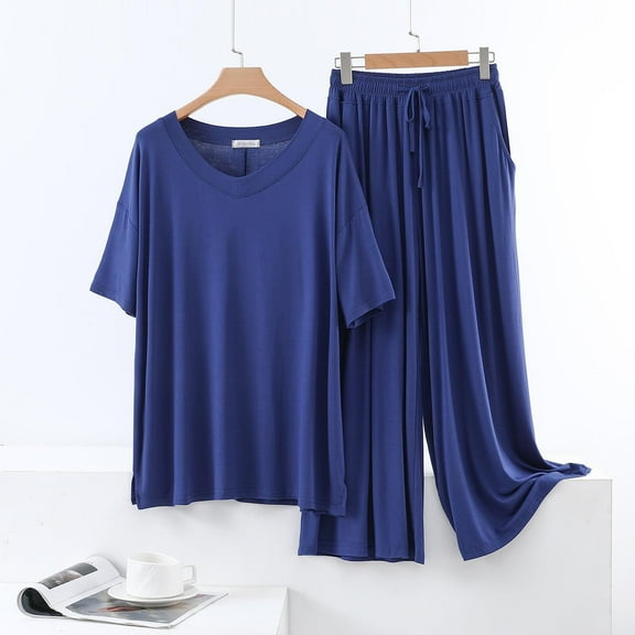 Censtreet Pajama Sets For Women 2 Piece Short Sleeve Pj Sets With Long Pants Sleepwear Casual Loose Lounge Sets