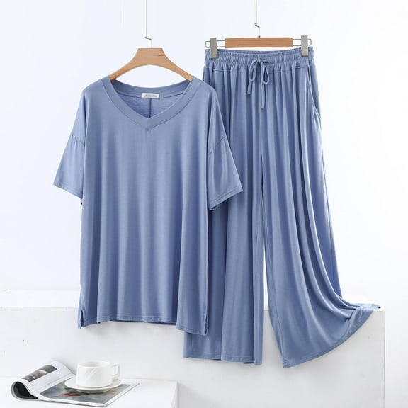 Censtreet Pajama Sets For Women 2 Piece Short Sleeve Pj Sets With Long Pants Sleepwear Casual Loose Lounge Sets