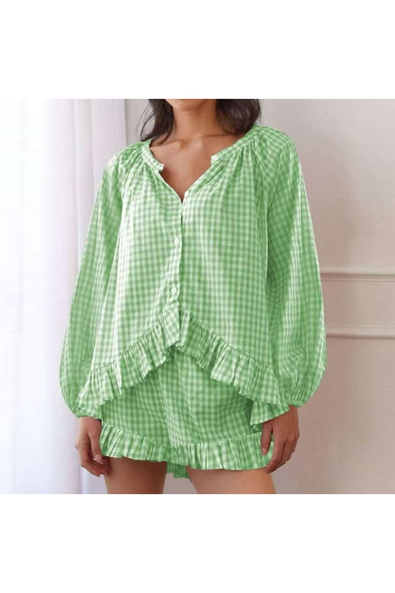 Pajama Sets for Women Soft Stripe Lounge Set Long Sleeve Shorts Pj Set Loungewear Sleepwear