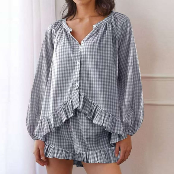 Censtreet Pajama Sets for Women Soft Stripe Lounge Set Long Sleeve Shorts Pj Set Loungewear Sleepwear