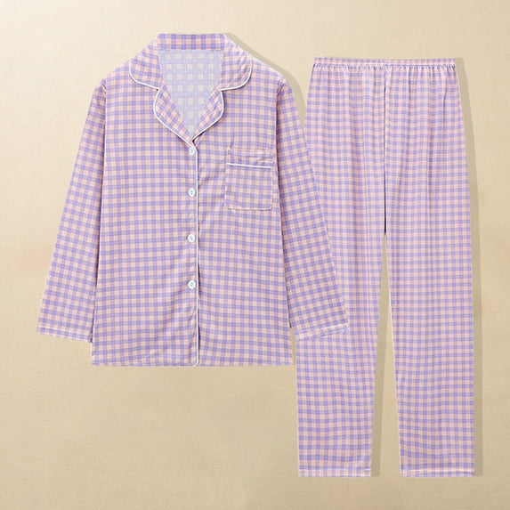 Censtreet Pajamas Set Long Sleeve Womens Button Down Sleepwear Two Piece Nightwear Soft Pj Lounge Sets M-2XL