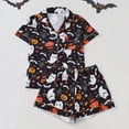 thumbnail image 1 of Censtreet Pajamas Set for Women Short Sleeve Sleepwear Halloween Button Down Pjs Soft 2 Piece Lounge Sets S-XXL, 1 of 6