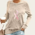 thumbnail image 1 of Censtreet Pink Ribbon Shirts for Women Breast Cancer Awareness T-Shirt Inspirational Breast Cancer Long Sleeve Blouse Tops, 1 of 4