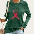 thumbnail image 1 of Censtreet Pink Ribbon Shirts for Women Breast Cancer Awareness T-Shirt Inspirational Breast Cancer Long Sleeve Blouse Tops, 1 of 4