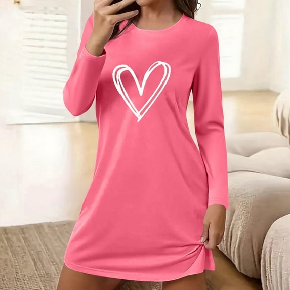 Censtreet Plus Size Nightgowns for Women Oversized Sleep Shirt Long Sleeve Nightshirt T-Shirt Dress Sleepwear