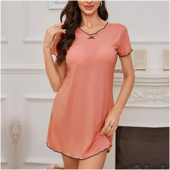 Censtreet Plus Size Nightgowns for Women Oversized Sleep Shirt Short Sleeve Nightshirt T-Shirt Dress Sleepwear M-3XL