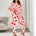 thumbnail image 1 of Censtreet Plus Size Women's Heart Printed Pajamas Sets 2 Piece Long Sleeve Pj Sleepwear Soft Comfy Tops and Pants XL-5XL, 1 of 6