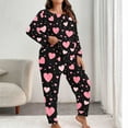 thumbnail image 1 of Censtreet Plus Size Women's Heart Printed Pajamas Sets 2 Piece Long Sleeve Pj Sleepwear Soft Comfy Tops and Pants XL-5XL, 1 of 6