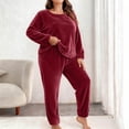 thumbnail image 1 of Censtreet Plus Size Women's Winter Pajama Set, 2 Piece Fleece Warm Pajamas, Long Sleeve Round Neck Top and Elastic Waist Pants, 1 of 5