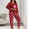 thumbnail image 1 of Censtreet Plus Size Womens Pajamas Set 2 Piece Pjs Heart Printed Loungewear Long Sleeve Sleepwear Fall & Winter XL-5XL, 1 of 5