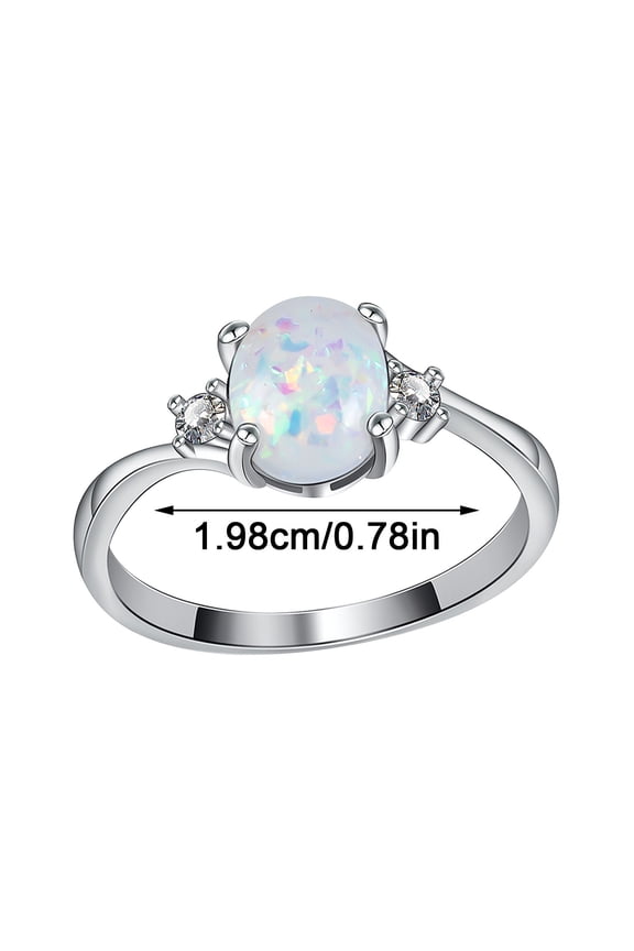 Princess Stainless Steel Wedding Ring Set Exquisite Jewelry Rings Oval Cut Fire-Opal Diamond Jewelry Birthday Gift Bridal Party Rings