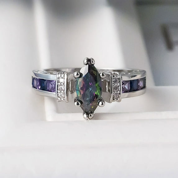 Censtreet Purple Ring Cubic Zirconia Engagement Rhinestone Rings for Women Bridal Wedding Engagement Eternity Valentine's Promise Ring