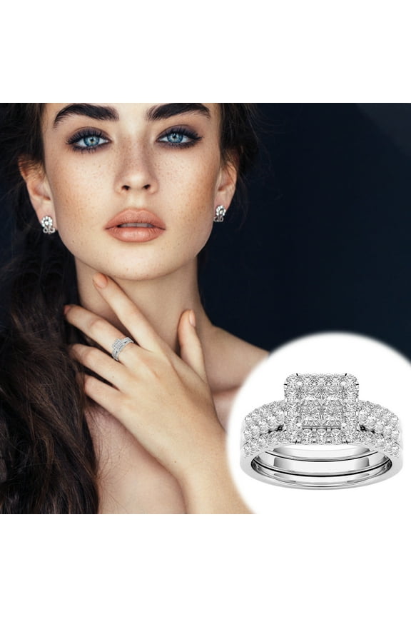 Rings for Women, Promise Rings for Her, Christmas Gifts, Engagement Rings for Women Solitaire Crystal Wedding Rings for Her Fake Diamond Ring Christmas Gifts for Her