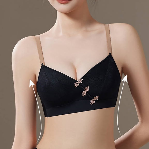 Censtreet Sexy Gathering Underwear for Women,Soft Steel Ring Adjustable Bra,Comfortable Breathable Underwear,Solid Color Soft Daily Underwear