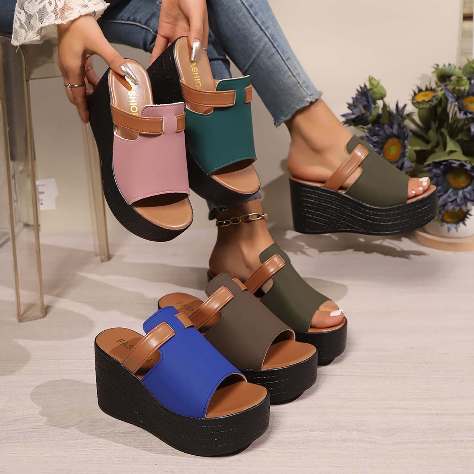 Censtreet Shoes Women Flip Flops Basic Plain Slippers Slip On Sandals ...