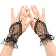 thumbnail image 1 of Censtreet Short Lace Mesh Gloves Tulle Border with Pearls Wedding Opera Tea Party Gloves for Women Formal, 1 of 3