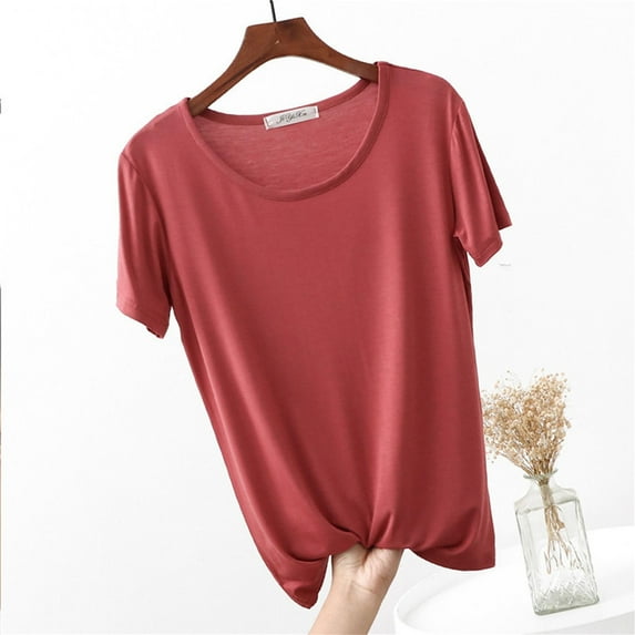 Censtreet Sleep Shirts for Women - Pajama Tops for Women,Modal Round Neck Solid Color Pajamas Top