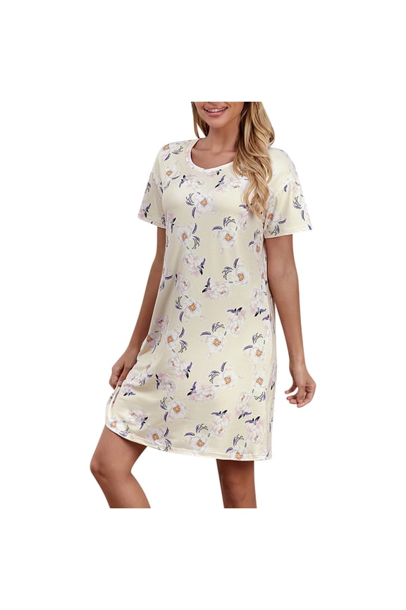 Sleepshirts Women's Nightshirt Soft Nightgowns for Women Short Sleeve dress Sleepwear