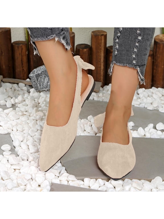 Slingback Ballet Flats for Women Square Cap Toe Low Heel Dress Shoes Comfortable Work Flats for Office Party Wedding Business Casual