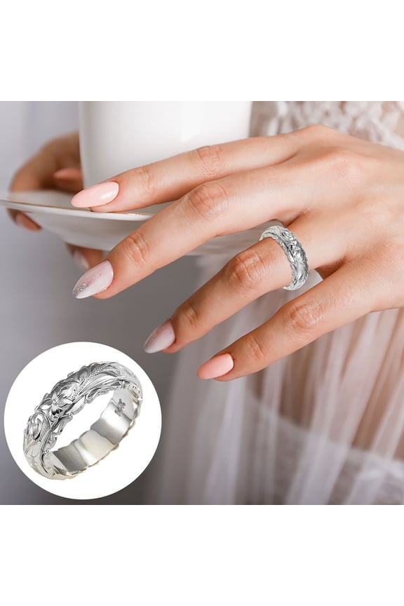 Stainless Steel Zirconia Roman Numeral Ring for Women Plated Suspended Carved Rose Flower Ring End Ring For Women, Tail Ring