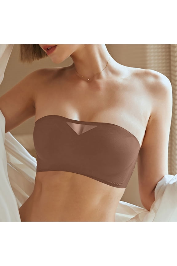 Summer Strapless Bras for Women-Push-Up Non-Slip Bandeau Bra,Seamless Wirefree Padded Tube Top Convertible Straps