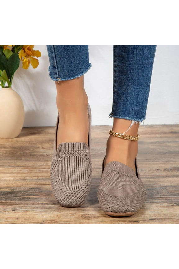 Wide Ballet Flats Shoes for Women, Width Foldable Knit Women's Flats with Arch Support, Comfortable Shoes for Women Dressy Casual Work Office