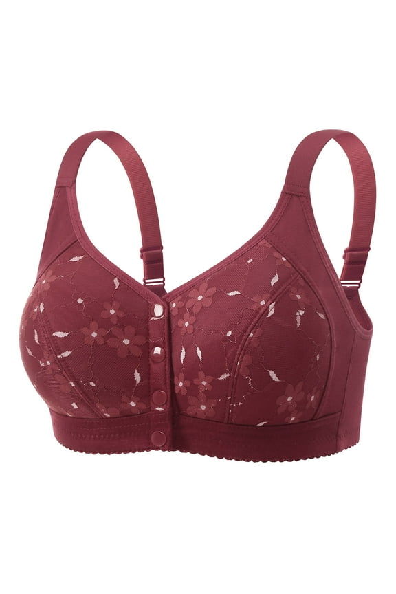 Woman's Embroidery Fashion Thin Style Bras, Breathable Front Button Underwear,Soft Comfort Daily Bras