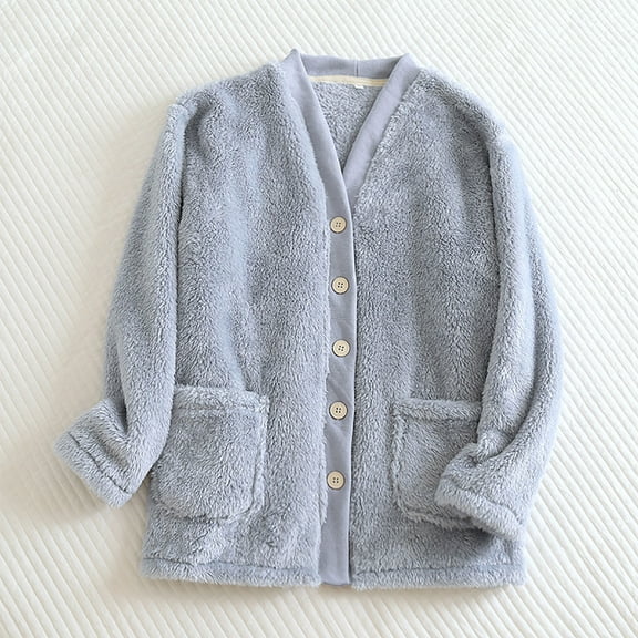 Censtreet Women Cardigan Fuzzy Jacket Winter Open Front Fleece Coat Outwear with Pockets