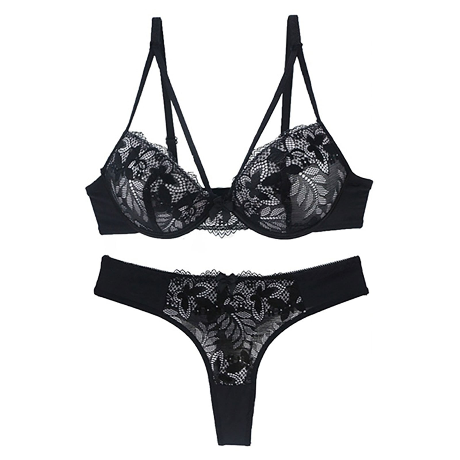 Plus Size Leather Underwire Bra Set
