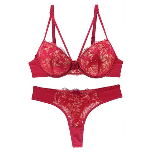 Censtreet Women Lace Bras and Panty Set Plus Size Underwire Padded Bras
